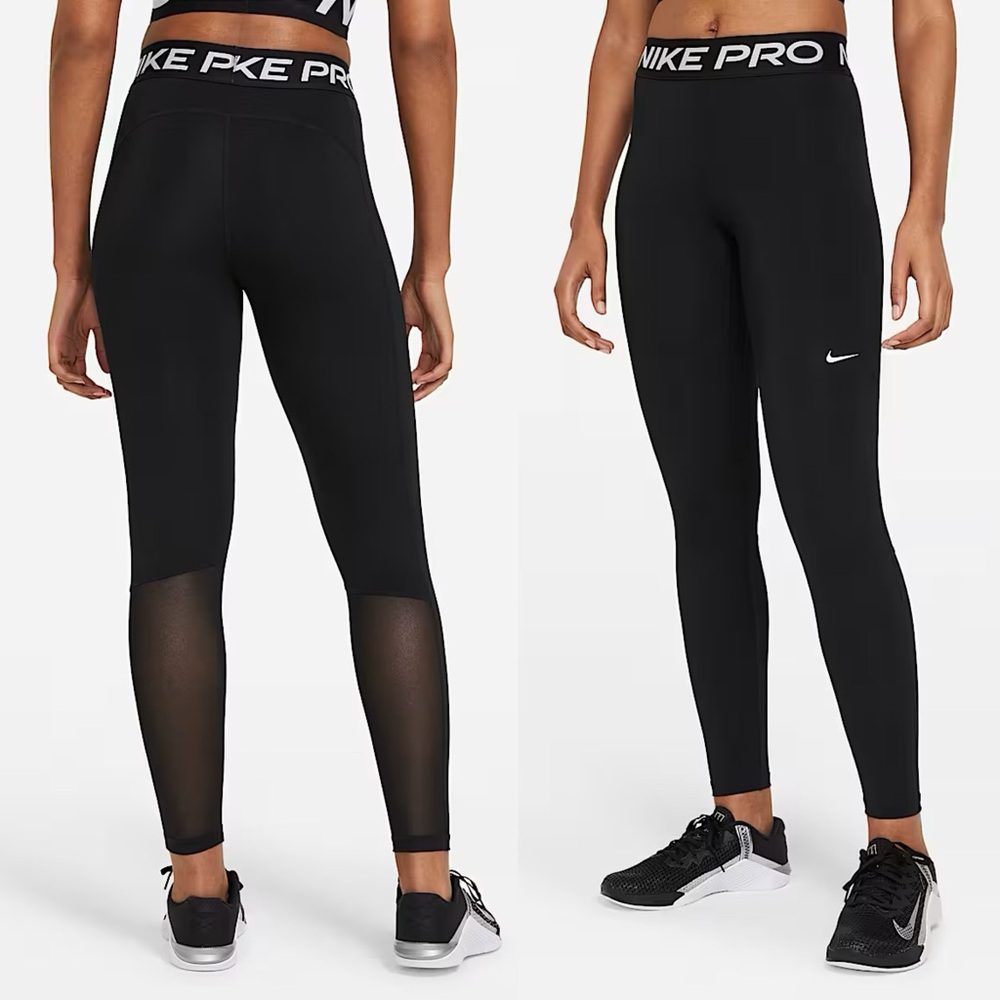 Nike Pro Women's Mid-Rise Mesh-Paneled Leggings